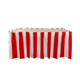 Dewocke Red and White Striped Table Skirt, Table Skirts for Circus Themed Parties, Carnival Decoration Party, Birthday Party Decoration, Waterproof, 73 x 426 cm