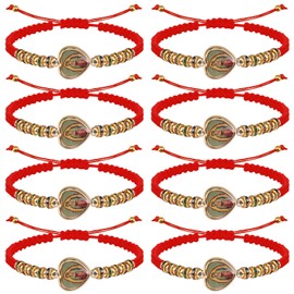 MESARCH 8Pcs Red Rope Virgen de Guadalupe Bracelet San Judas Tadeo Bracelet Handmade Adjustable Religious Prayer Protection Bracelet For Women Men(Heart -a)