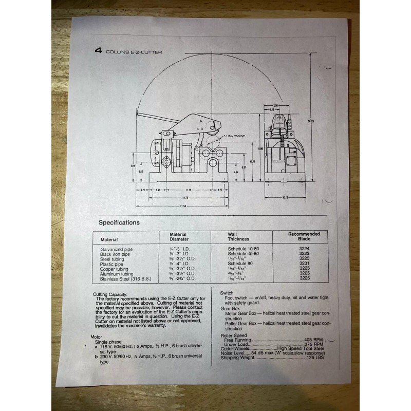 Collins Rothenberger Collins E-Z cutter wheel 3224 BRAND NEW!