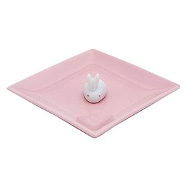 Ceramic Incense Plate & Rabbit Incense Holder (Pink)