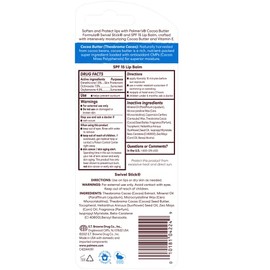 Palmer's Cocoa Butter Formula Duo-Pack Labial con Manteca de Cacao y Vitamina E, Bálsamo Protector Labial 4g y Swivel Stick Barra Humectante 14g, 48 Horas de Humectación, Dermatológicamente Probado