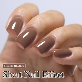 Double Rhythm 15ML Gel Nail Polish Pure Sheer Same Color Same Bottle Soak Off Gel Polish Art Manicure Salon DIY at Home for Women (Gray Brown-A1445)
