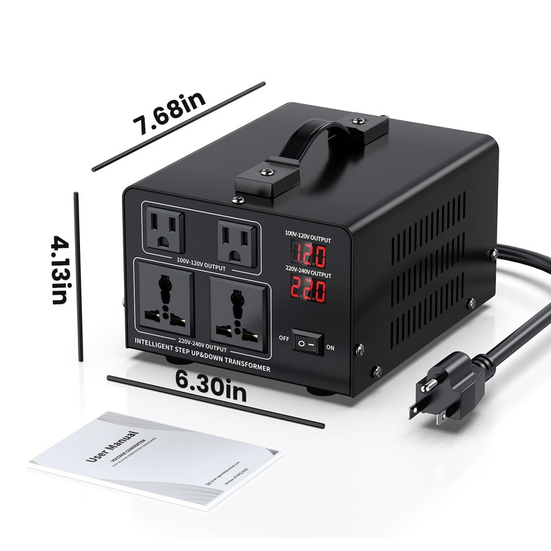 1500W Voltage Converter Transformer Step Up 110V/120V to220V/240V or Step