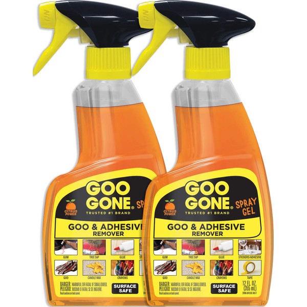 Goo Gone Original Spray Gel Adhesive, Sticker Remover - Works on Ink, Sap, Tar, Decals, Bumper Stickers and more - 12 Oz, 2 Pack