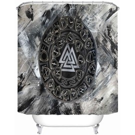 GURETER Viking Knot Shower Curtain, Men's Viking Themed Bathroom Decor Shower Curtains, Norse Mythology Nordic Odin| Fabric Shower Curtain, 72" Waterproof Polyester, 12 Hooks, YLXTGU692