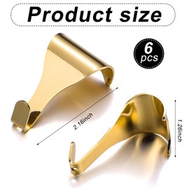 MorningRo 6 Pcs Metal Molding Hooks Gold Moulding Picture Rail Hangers Picture Rail Hooks for Photos Home Wall Hanging Exhibition Art Gallery Supplies, Heavy Duty up to 33 Lbs