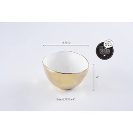 Pampa Bay Moonlight Tarnish Free Medium Porcelain Serving Bowl with gold titanium