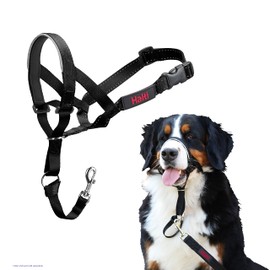 HALTI Headcollar - To Stop Your Dog Pulling on the Leash. Adjustable, Reflective and Lightweight, with Padded Nose Band. Dog Training Anti-Pull Collar for Large Dogs (Size 4, Black)