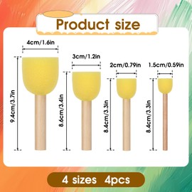 4PCS Round Sponges Brush Set Circle Art Sponge Brushes Paint Sponges for Acrylic Painting and Face Paint Sponge Paint Brush Arts and DIY Crafts, 4 Mixed Size, Yellow