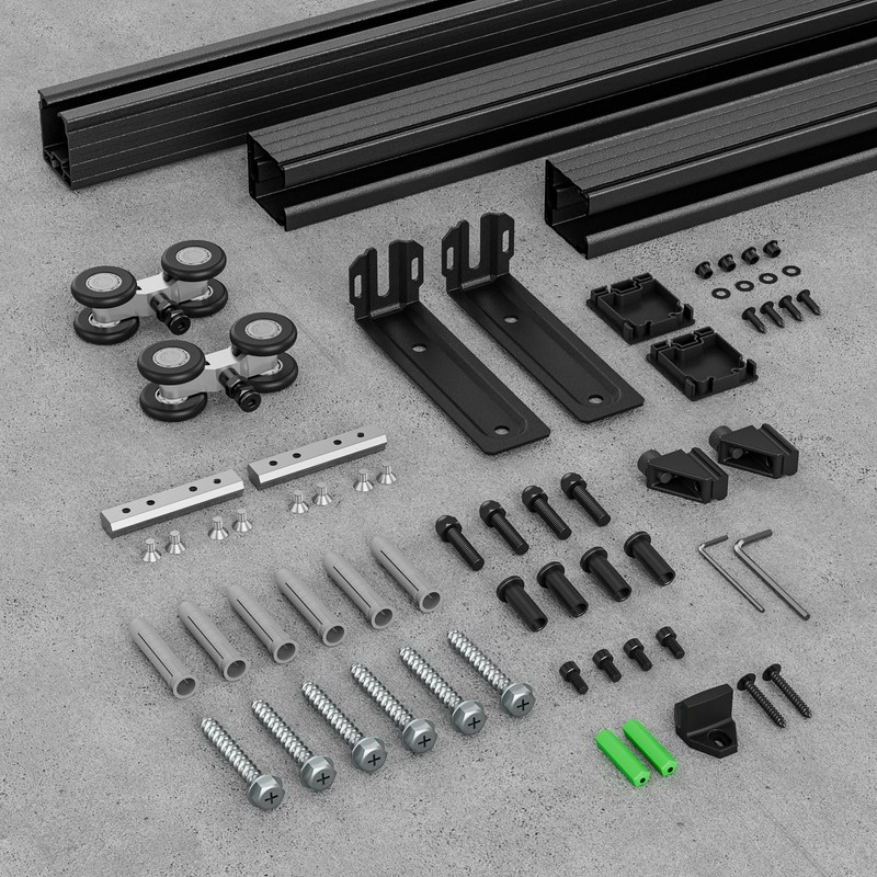 FLYVLIEG 5FT Ceiling Mount Box Rail Barn Door Hardware Heavy