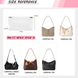 OAikor Dupontpaper Purse Organizer Insert Compatible with Lv Carryall, Lightweight Carryall PM Tote Bag Organizer Insert with Secure Zipper Cover, Purse Inner for Luxury Bag(S, White-red)