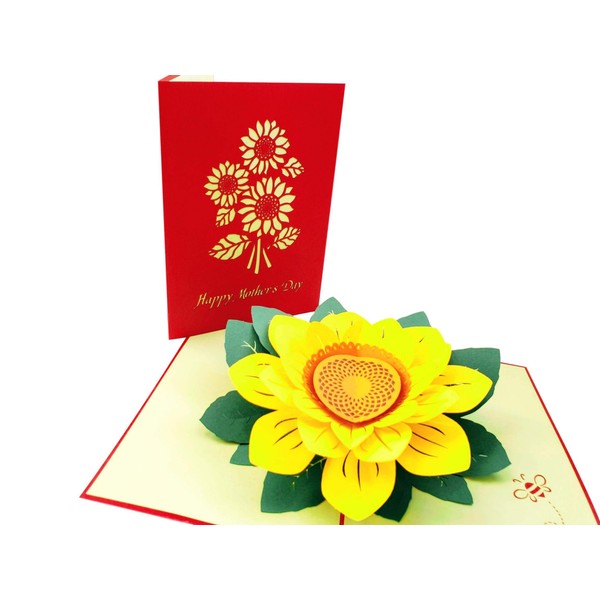 iGifts And Cards Unique Sunflowers Happy Mother's Day 3D Pop Up Greeting Card - Elegant, Flowers, Bright, Cheery, Warm, Thinking of You, Blessings