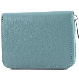 modamoda de - P04 Italian Women's Wallet Real Leather Short, pigeon blue