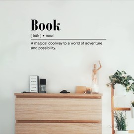 Vinyl Wall Art Decal - Book Definition - 12" x 30" - Modern Inspiring Positive Classroom Quote Sticker for Home Living Room Playroom Office School Library Educational Decor (Black)