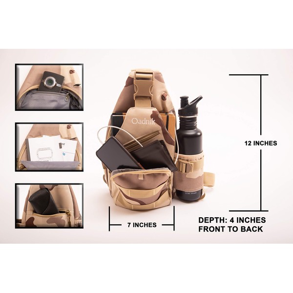 Sling Bag with Power Bank/Cross Body Backpack/Day Pack/USB Port/Men Women
