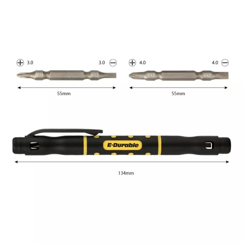 EDurable Pocket Pen Screwdriver Set With Phillips And Flathead Screwdriver,