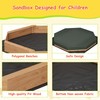 GOCAPTAIN Outdoor Octagonal Cedar Sandbox,Wooden Kids Sandpit with Bench Seats,