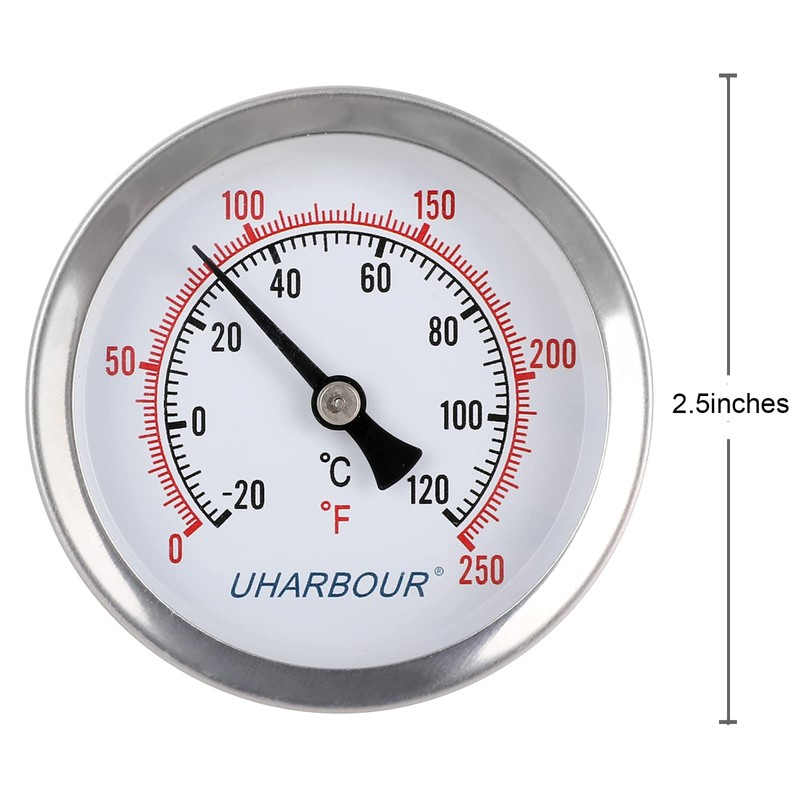 Uharbour 2-1/2" Dial Water Thermometer, Water Temperature Gauge with 1-3/4"