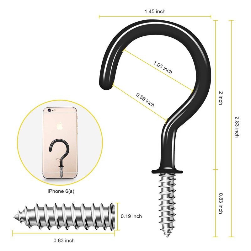 30 Pack Ceiling Hooks, 2 Inch Vinyl Coated Screw-in Hooks