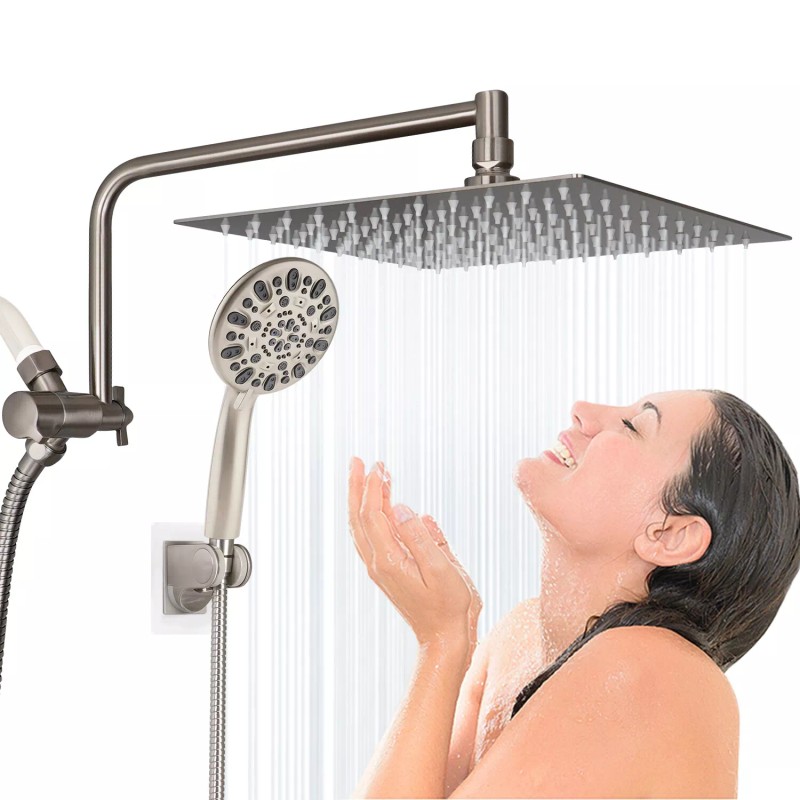 Hibbent Shower Faucet Set w/Handheld Kit Rainfall Shower Head Combo