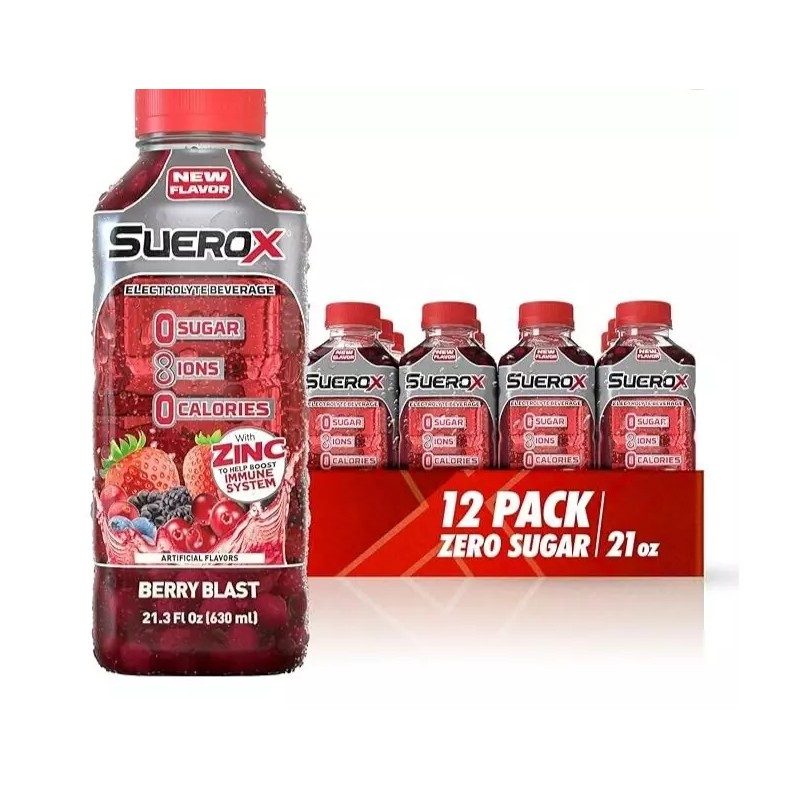 SueroX Berry Blast Zero Sugar Electrolyte Drink for Hydration 21.3
