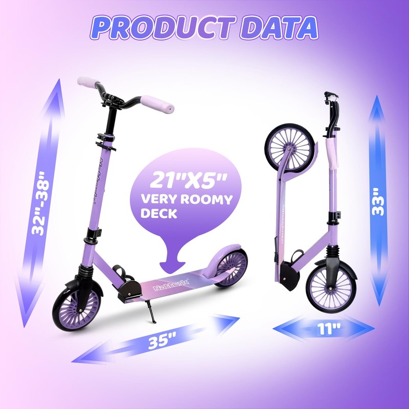 Nattork Kick Scooter for Teens Adults, Max Load 240 LBS,