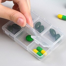 6-Compartment Square Transparent PP Pill Box Case Portable Pill Organizer For Travel 20ea