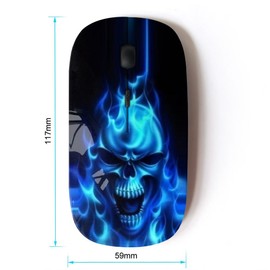 KOOLmouse [ Optical 2.4G Wireless Mouse [ Flaming Blue Goth Skull Skeleton ]