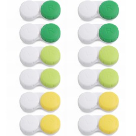 DEWSENSI Contact Lens Case, 12 Pack Empty Cute Contact Lens Cases Box Holder Container for Storage, Travel, Daily Home Use (Green)