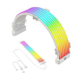 Cable con Funda de Fuente de Alimentación, Cable de Fuente de Alimentación GPU ARGB, Kit de Extensión de Cable RGB ATX de 24 Pines Personalizado, Cable PSU Sincronizado de 5 V y