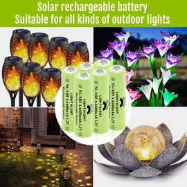Lightalent Ni-MH AA Rechargeable Batteries, Double A High Capacity 1.2V Pre-Charged for Garden Landscaping Outdoor Solar Lights, String Lights, Pathway Lights (AA-600mAh-24pack)