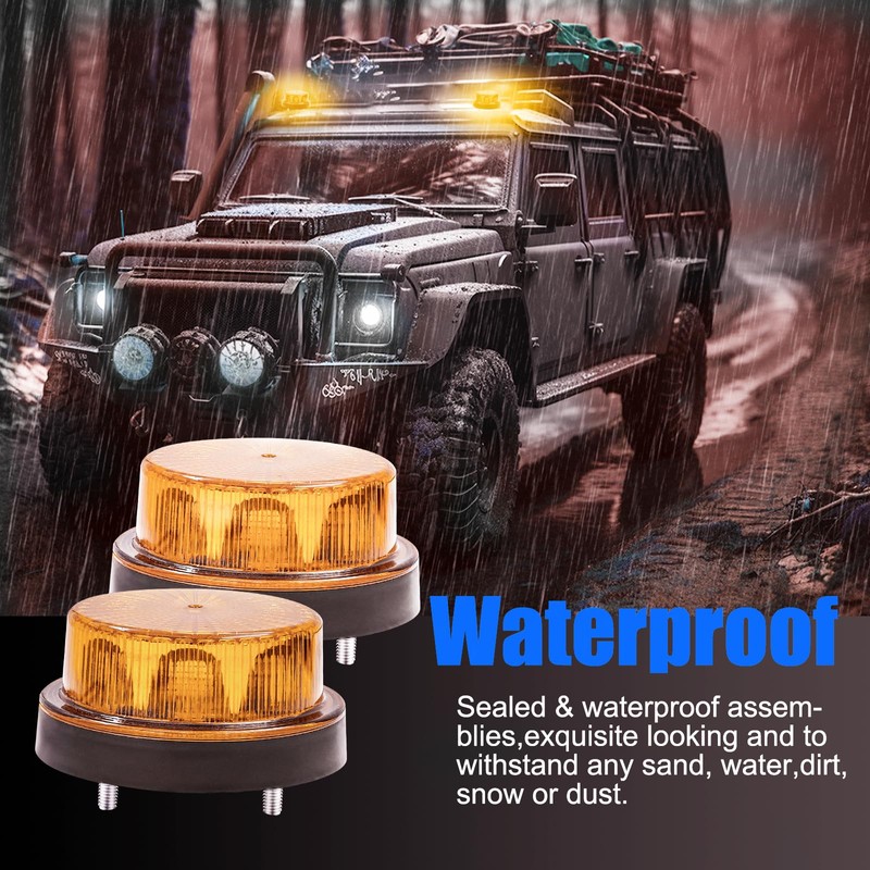 Round Emergency Strobe Lights,12-24V Rotating Beacon Light Emergency Warning Lights
