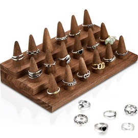 Juexica 18 Fingers Wood Ring Display Wooden Finger Ring Stand Ring Display for Selling Jewelry Display Holder Showcase for Ring Organizer Jewelry Show Storage