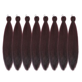 DIFUNEE Pre-stretched Braiding Hair - 30 Inch 8 Packs Burgundy/Wine Red Super Long Braiding Hair For Twist or Box Braids, Yaki Texture Hot Water Setting Synthetic Braiding Hair (30 Inch, 99J-8P)