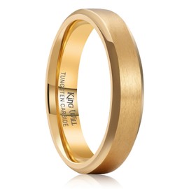 King Will Titanium Gold Wedding Ring for Men Women-5mm 14k Gold Wedding Band with Matte Brushed Polish Hypoallergenic and Comfort Fit Size 10