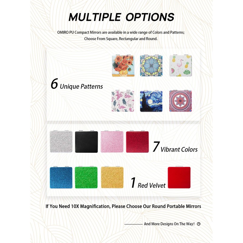 OMIRO Compact Mirror, Classical PU Leather 1X/3X Magnification, Ultra Portable