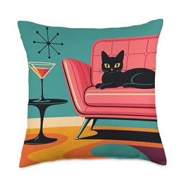 Mid Century Modern | Retro 1960s | Atomic Cat Throw Pillow