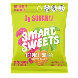 SmartSweets Tropical Sours Gummy Candy: 1.8oz (Pack of 14), Gummy Candy with Low Sugar, Low Calorie, No Artificial Sweeteners, Plant-Based, Gluten-Free, Healthy Snack for Kids & Adults