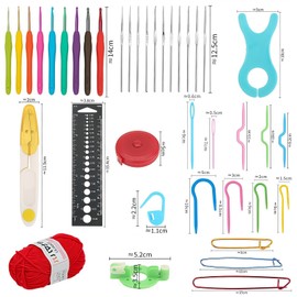 REGODI Crochet Kit, Pink Knitting Kit for Beginners with Crochet Yarn, Hooks, Accessories & Portable Storage Bag - Great for Adults, Elderly and Kids