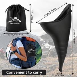 DiviDermy Urinella for Women, Reusable Urinella, Portable Women's Urinal, Foldable Urinal with Extension Tube, Women's Urinal for Camping, Travel, Hiking, Mountaineering, Black