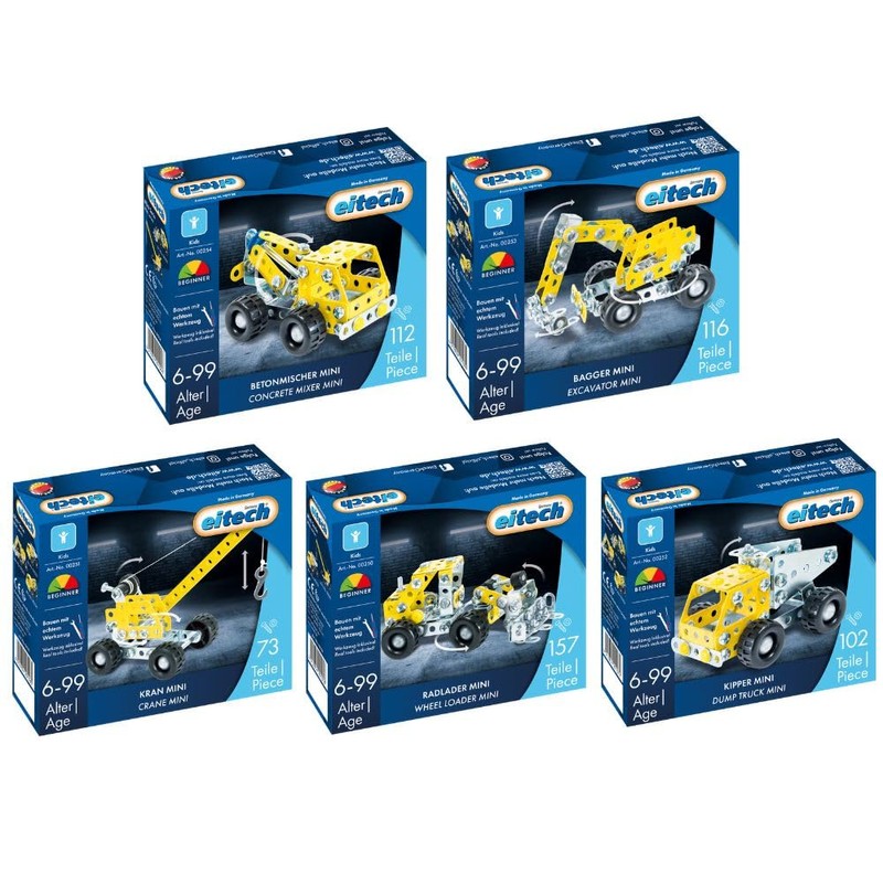 Eitech Metallbaukasten - Mini Baustellenfahrzeuge (5er Set)