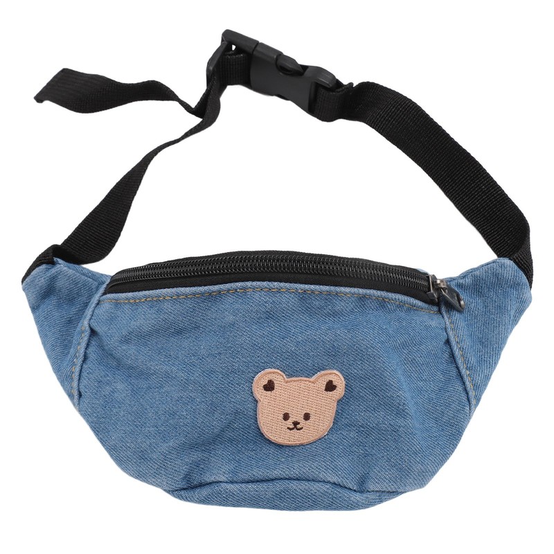 Kids Cool Waist Bag Bear Pattern Adjustable Button Small Canvas