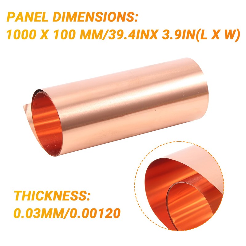 Peakloong Copper Sheet Roll, Metal Foil Plate 1000mm x 100mm