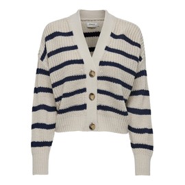 ONLY ONLCAROLNICE Women's Cardigan Striped Regular Fit XS S M L XL Beige, Pumice Stone/Stripesnavy blazer