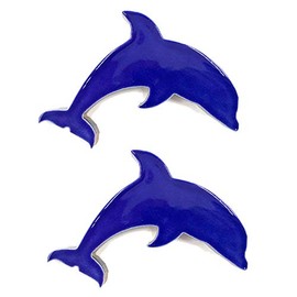 Aquatic Custom Tile Porcelain Swimming Pool Dolphin Step Marker Mosaic( 4.5"-Cobalt Blue) (2 Pack)
