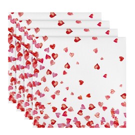 Valentines Day Tablecloth, Valentines Day Decorations for Home Sweet Heart Valentines Decor Happy Valentines Day Table Cover Seasonal Scallop Edge Table Cloth Table Decorations (18'' Napkins Set of 4)