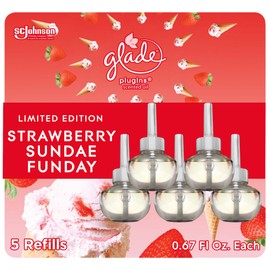 Glade PlugIns Refills Air Freshener, Scented and Essential Oils for Home and Bathroom, Strawberry Sundae Funday, 3.35 Fl Oz, 5 Count