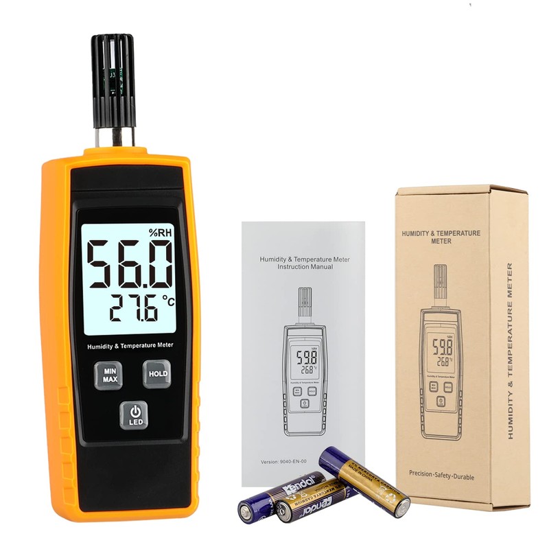 Handheld Hygrometer, Digital Hygrometer Thermometer 0~100% RH/ -30~60°C (-22~140°F) LCD