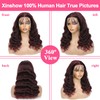 13x6 Bob Wig Human Hair 200 Density 99j Burgundy Lace
