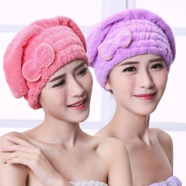 LfrXtra Soft And Absorbent Hair Towel Wrap For Wet Hair Fast Drying Corals Velvets Towel With BowKnot Bath Accessories For Women